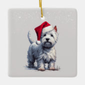 Santa hat Westie in het sneeuw ornament (Voorkant)