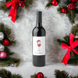 Santa Hat Wijn Glas Gepersonaliseerde Vakantie Par Etiket
