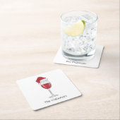 Santa Hat Wijn Glas Gepersonaliseerde Vakantie Par Kartonnen Onderzetters (Insitu)