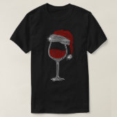 Santa Hat Wine Bling Kerstmis Rhinestone Bling T- T-shirt (Design voorkant)