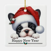 Santa Hat Winking French Bulldog Puppy Christmas Keramisch Ornament (Achterkant)