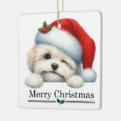 Santa Hat Winking Havanese Puppy Christmas Keramisch Ornament (Links)