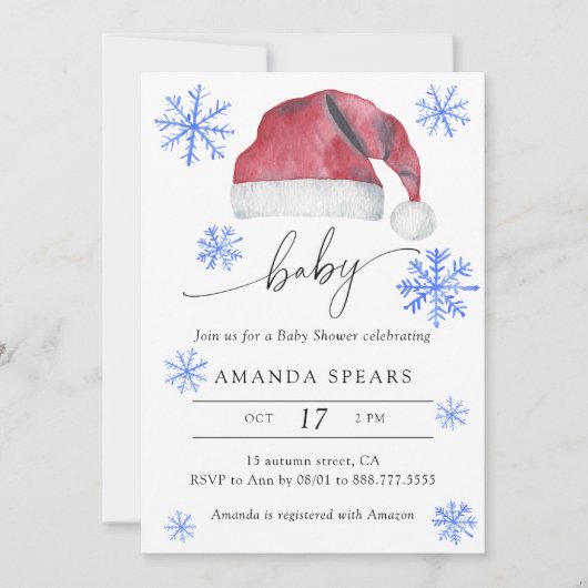 Santa hat Winter baby shower Kaart (Voorkant)