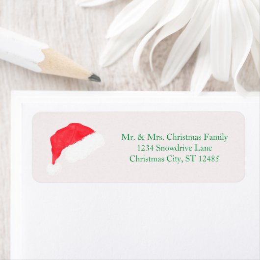 Santa Hat Wit Kerst retour adres label (Insitu)