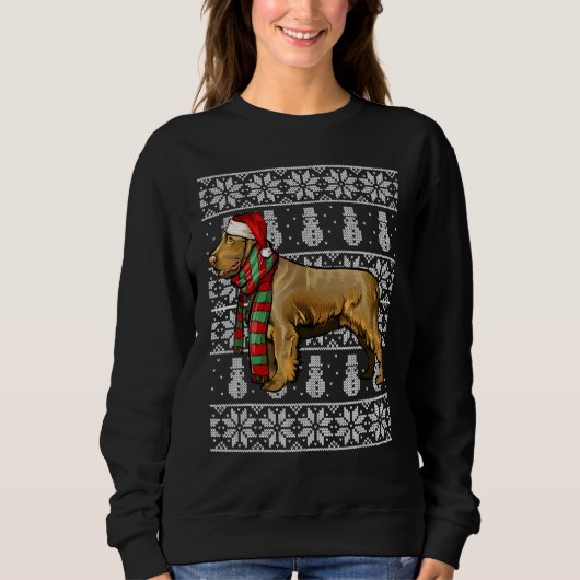 Santa Hat Xmas Boykin Spaniel met Ugandekerst Trui (Voorkant)