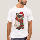 Santa Hat Xmas Himalayan Cat Ugly Chris T-shirt (Voorkant)
