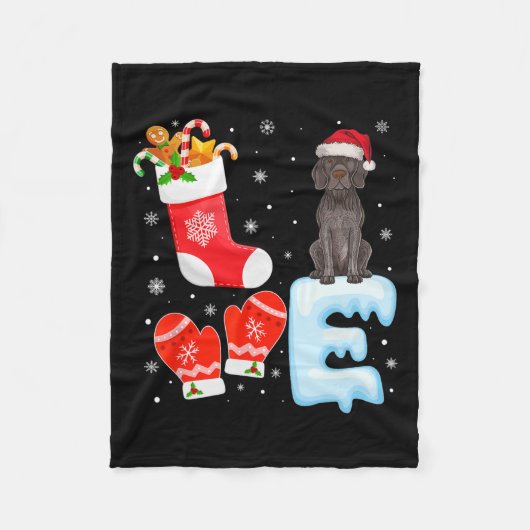 Santa Hat Xmas Stocking Duitse kortharige pointer Fleece Deken (Voorkant)