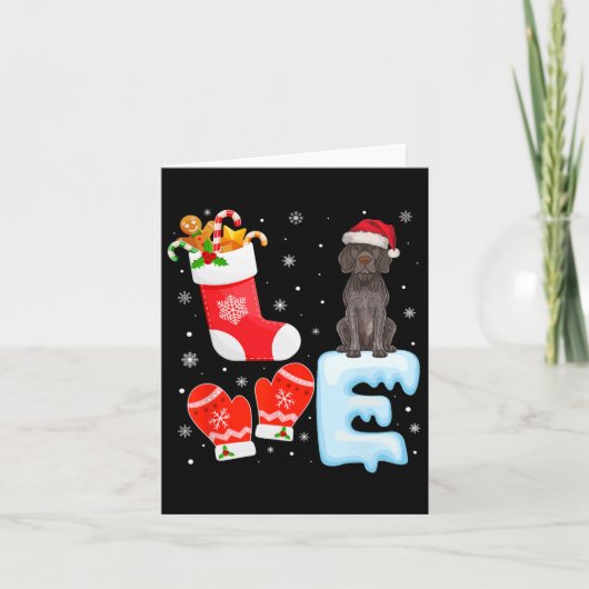 Santa Hat Xmas Stocking Duitse kortharige pointer Kaart (Voorkant)