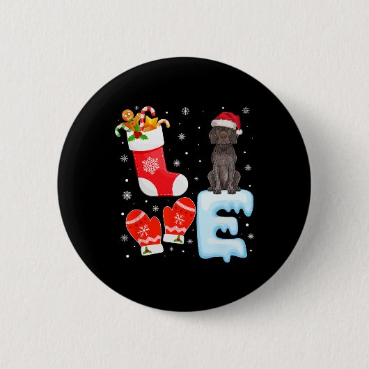 Santa Hat Xmas Stocking Duitse kortharige pointer Ronde Button 5,7 Cm (Voorkant)