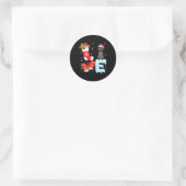 Santa Hat Xmas Stocking Duitse kortharige pointer Ronde Sticker (Tas)