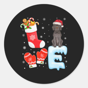 Santa Hat Xmas Stocking Duitse kortharige pointer Ronde Sticker