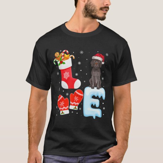 Santa Hat Xmas Stocking Duitse kortharige pointer T-shirt (Voorkant)