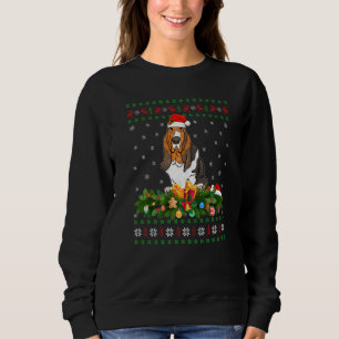 Santa Hat Xmas verlichting lomp basset Hound Chris Trui