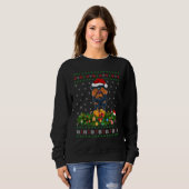 Santa Hat Xmas verlichting Ugly Brussels Griffon C Trui (Voorkant volledig)