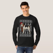 Santa Hat Xmas Wire Fox Terrier Ugly Kerstmis T-shirt (Voorkant volledig)