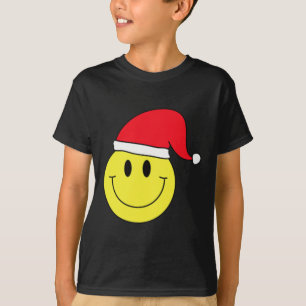 Santa Hat Yellow Smile Face Shirt Kerstwinter