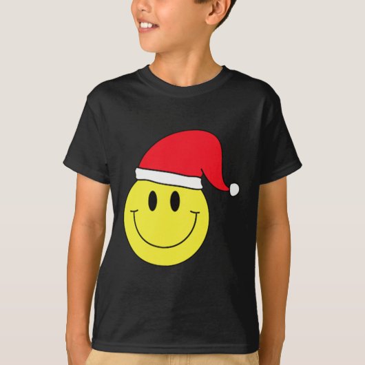 Santa Hat Yellow Smile Face Shirt Kerstwinter (Voorkant)