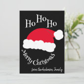 Santa Hat Zwart-wit Flat Vakantie Kaart (Staand voorkant)
