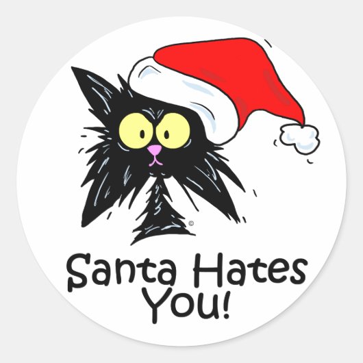 Santa Hates je Ronde Sticker (Voorkant)