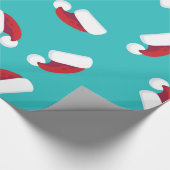 Santa Hats Blue Kerstfeestay Whimsical Cadeaupapier (Hoek)