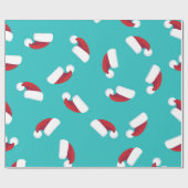 Santa Hats Blue Kerstfeestay Whimsical Cadeaupapier (Vlak)