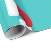 Santa Hats Blue Kerstfeestay Whimsical Cadeaupapier (Rol Hoek)