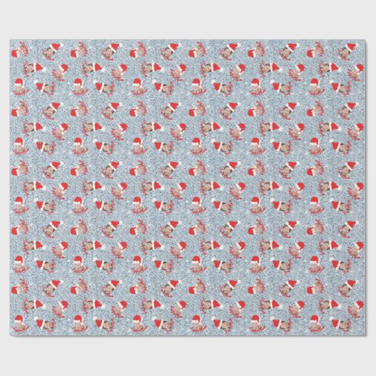 Santa Hats Custom Photo Wrapping Paper Cadeaupapier (Vlak)