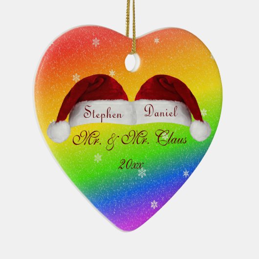 Santa Hats en Rainbows Keramisch Ornament (Rechts)