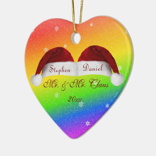 Santa Hats en Rainbows Keramisch Ornament (Links)