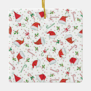 Santa Hats en snoeprietten Keramisch Ornament