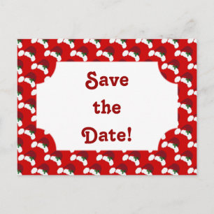 Santa Hats met Holly Save the Date Briefkaart