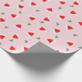 Santa Hats - Pink Christmas Cute Pattern Cadeaupapier (Hoek)