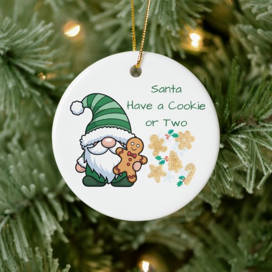Santa Have a Cookie or Two on a Keramisch Ornament (Boom)