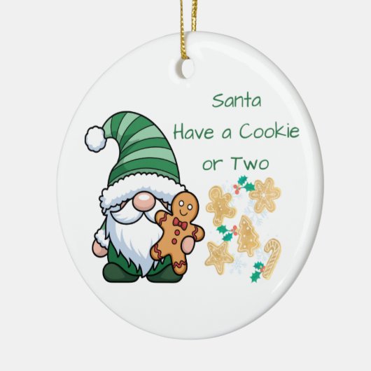 Santa Have a Cookie or Two on a Keramisch Ornament (Links)