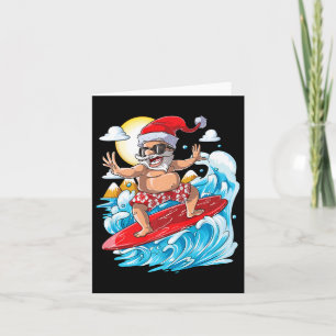 Santa Hawaïaanse Surf T-shirt Kerstmis Zomer Su Kaart