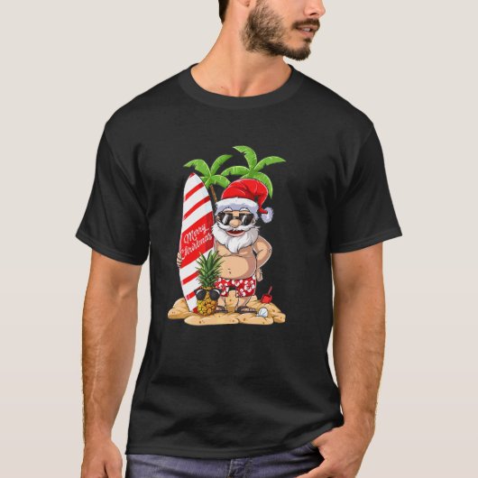 Santa Hawaiian Kersttrui Kerstmis T-shirt (Voorkant)