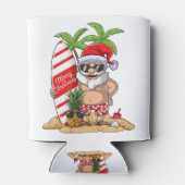 Santa Hawaiian Surfing Kerstzomer Surf Hawai Blikjeskoeler (Achterkant)