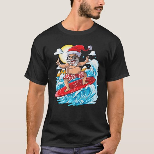 Santa Hawaiian Surfing T Shirt Kerstzomer (Voorkant)
