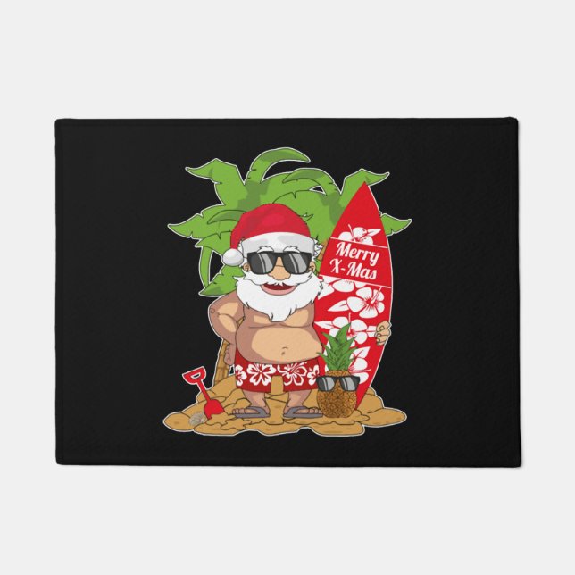 Santa Hawaiian SurfKerstmis in juli Gift Deurmat (Voorkant)