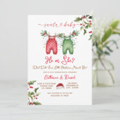 Santa He or She Christmas Gender Reveal Invitation Kaart (Staand voorkant)
