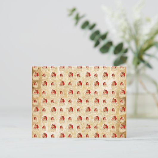  Santa Head Pattern Feestdagenkaart (Staand voorkant)