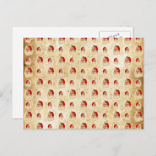 Santa Head Pattern Feestdagenkaart (Voorkant / Achterkant)