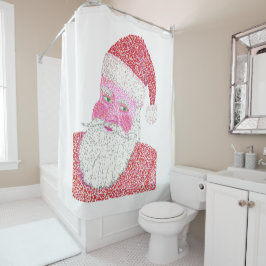 Santa Head Pointillisme Kerstmis Douche Gordijnen