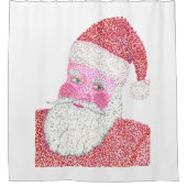 Santa Head Pointillisme Kerstmis Douche Gordijnen (Voorkant)