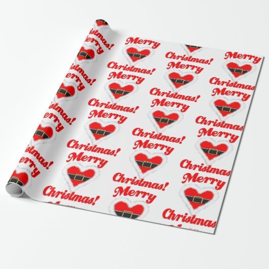 Santa Heart Cadeaupapier (Uitgerold)