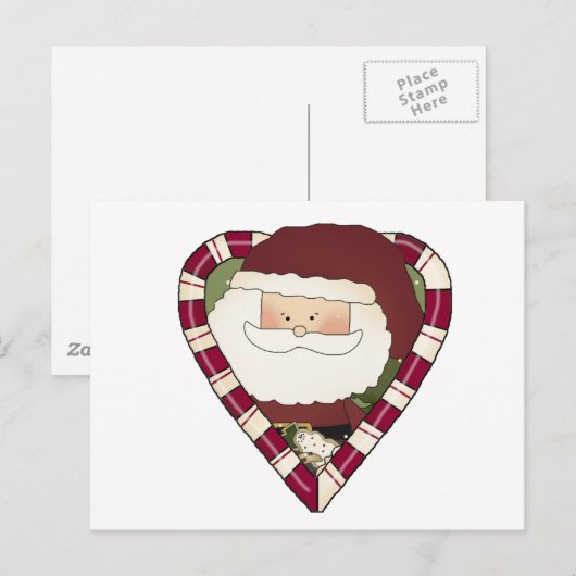 Santa Heart Vakantie Tshirts en geschenken Feestdagenkaart (Voorkant / Achterkant)
