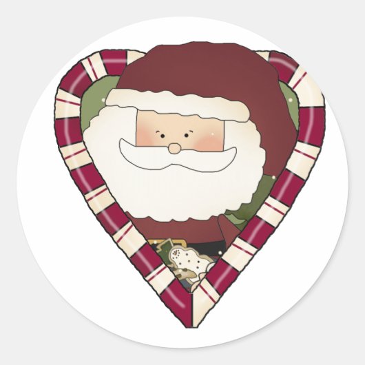 Santa Heart Vakantie Tshirts en geschenken Ronde Sticker (Voorkant)
