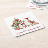 Santa Hedgehog Christmas Wishes Kartonnen Onderzetters (Schuin)