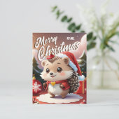 Santa Hedgehog Vrolijk Kerstfeest voor mij Groet Briefkaart (Staand voorkant)