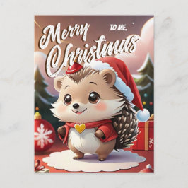 Santa Hedgehog Vrolijk Kerstfeest voor mij Groet Briefkaart